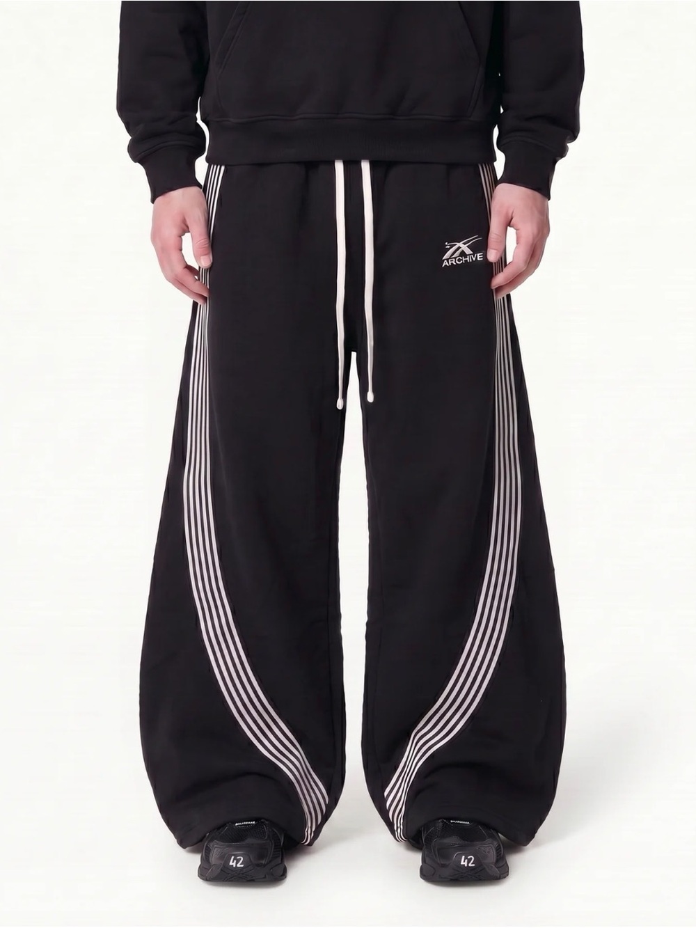 Archive Essentials wide leg black sweatpants Y2K Size Large
